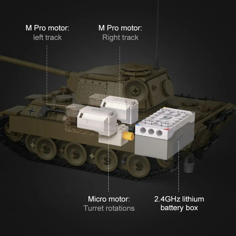 Military WW2 RC Motorized Panther Tank Bricks Toy