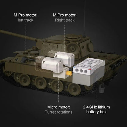 Military WW2 RC Motorized Panther Tank Bricks Toy