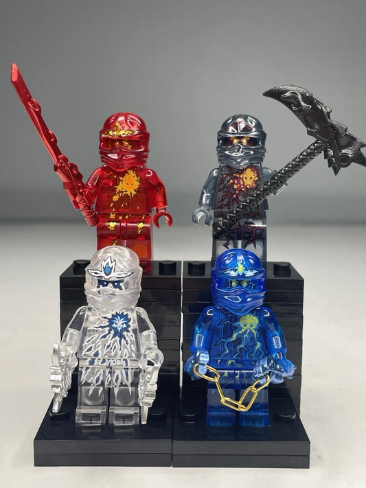 Ninjago Transparent Nrg Kai Zane Cole Jay Custom Minifigures
