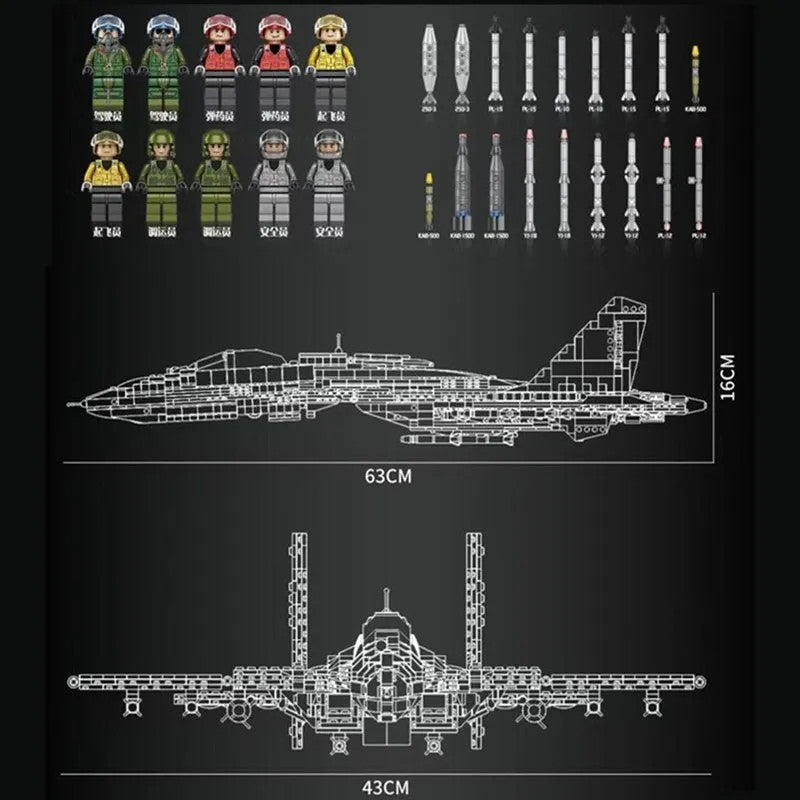Military Aircraft J-15 Flying Shark Fighter Jet Bricks Toy