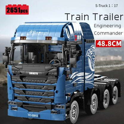 Tech MOC APP Motorized RC Trailer S Truck Bricks Toy