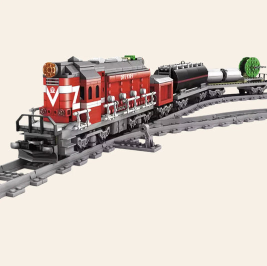 NEW Red Locomotive Train Building Blocks Set Model Adults MOC Railway City