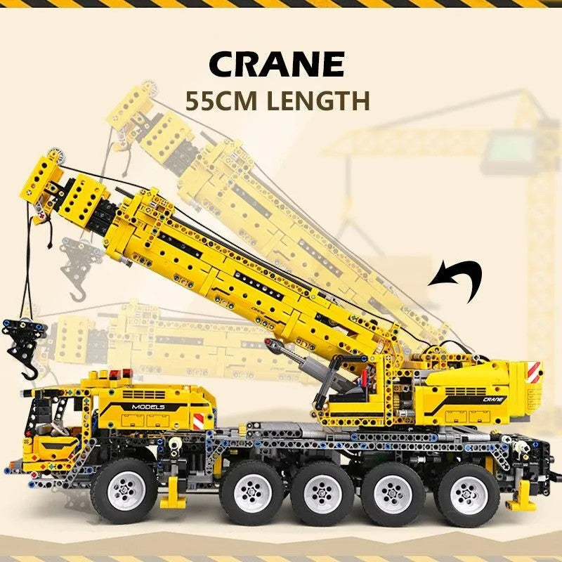 MOC RC APP Heavy Mobile Lift Crane Trucks Bricks Kids Toys