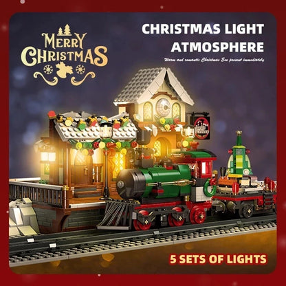 NEW 1362PCS Christmas Train Station Winter City MOC Building Set