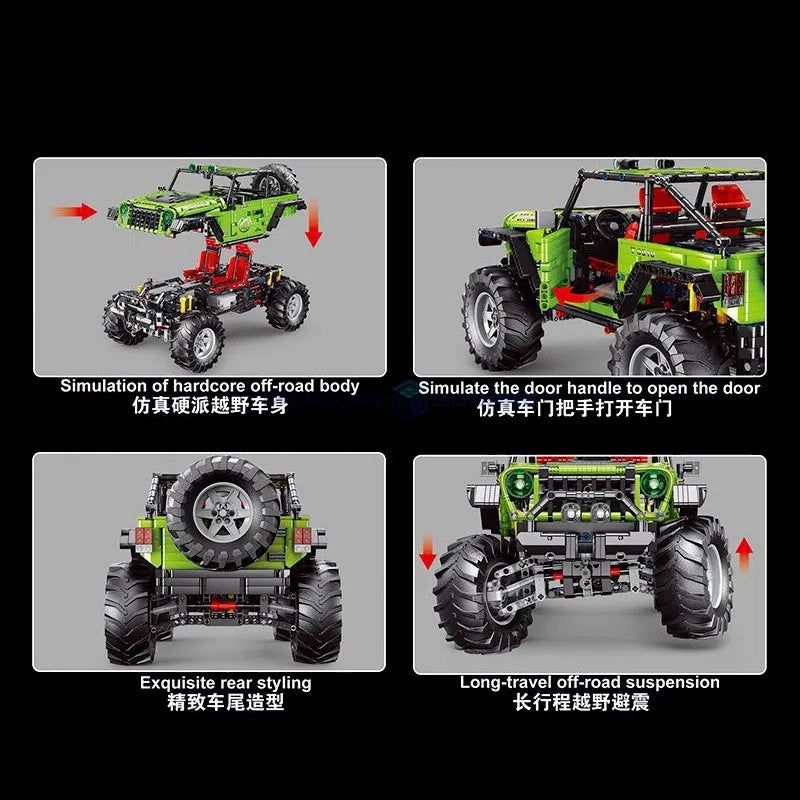 MOC Off-Road JEEP Wrangler Trailcat SUV Car Bricks Toy T5010A
