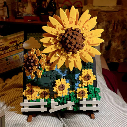 MOC Ideas Sunflowers Helianthus Art Painting Bricks Toy