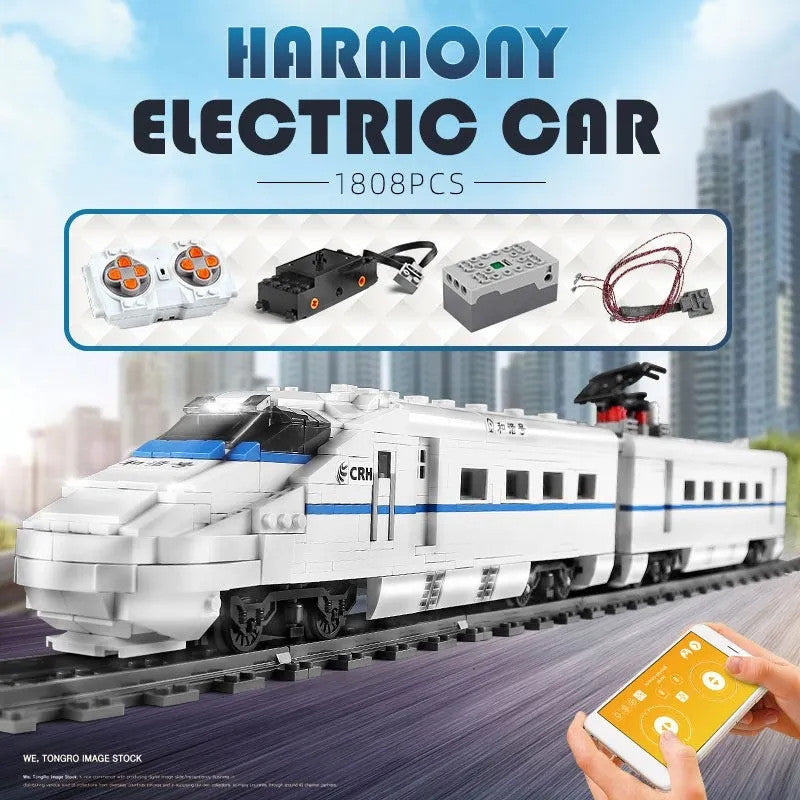 MOC APP Motorized RC CRH2 High-Speed Train Bricks Toy