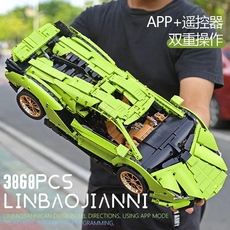 MOC APP RC Lamborghini Hyper Racing Car Bricks Toys 13057