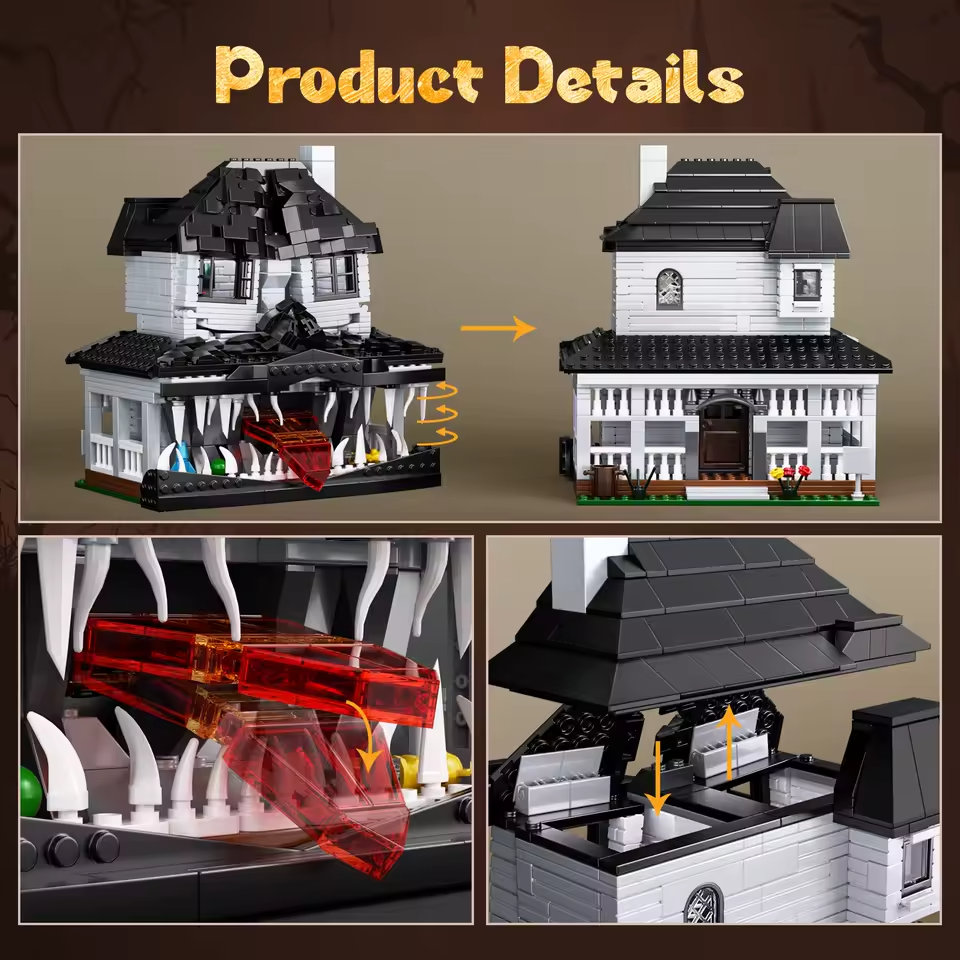 NEW Horror Halloween Haunted House Building Block Set WITH LIGHT BRICK