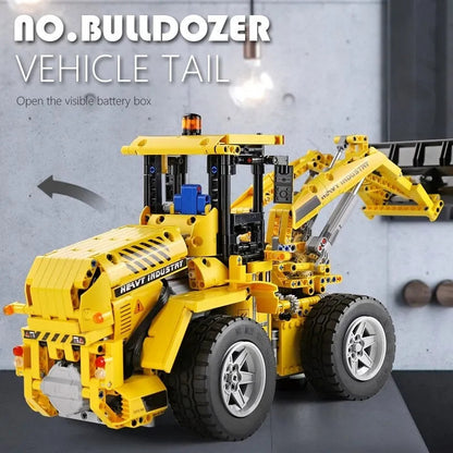 MOC RC Motorized Wheel Front Loader Bulldozer Bricks Toy