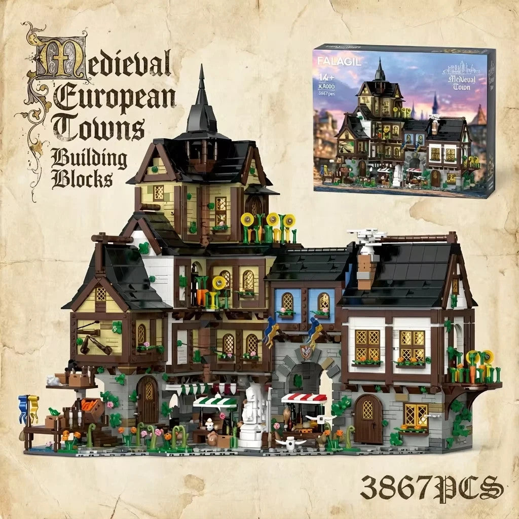 NEW 3867PCS Medieval European Town Village Modular Building Set SEALED