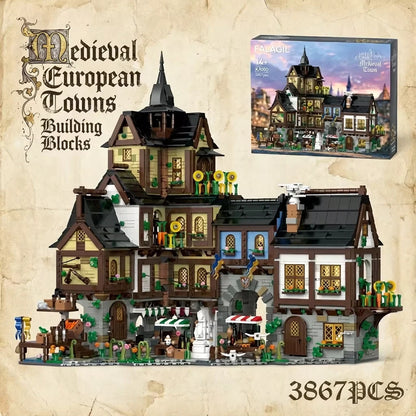 NEW 3867PCS Medieval European Town Village Modular Building Set SEALED
