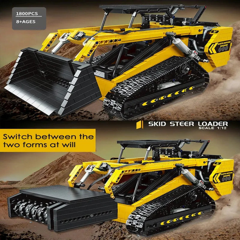 MOC APP Motorized RC Skid Steer Loader Truck Bricks Toy