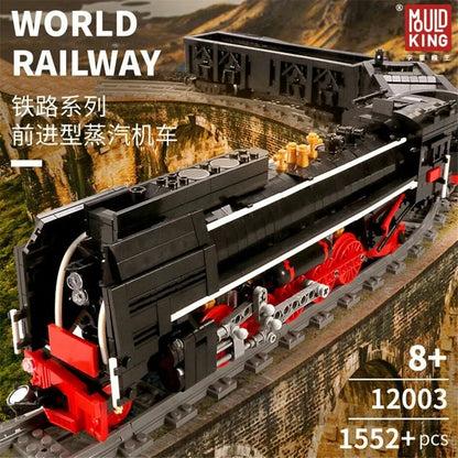 MOC APP Motorized RC QJ Steam Locomotive Train Bricks Toy