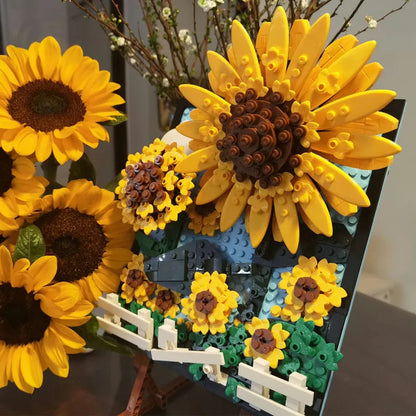 MOC Ideas Sunflowers Helianthus Art Painting Bricks Toy