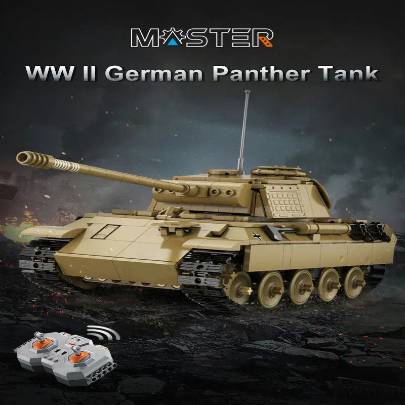 Military WW2 RC Motorized Panther Tank Bricks Toy
