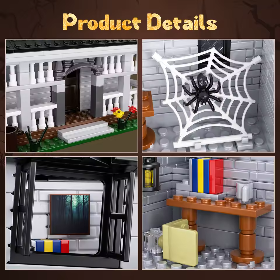 NEW Horror Halloween Haunted House Building Block Set WITH LIGHT BRICK