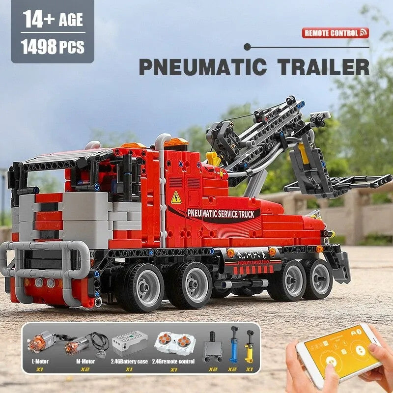 Tech RC APP Pneumatic City Service Truck Bricks Toy 19001
