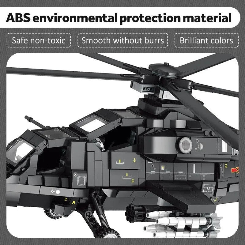 MOC Military WZ-10 Gunship Attack Helicopter Bricks Toy