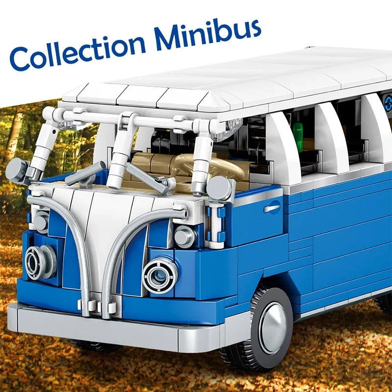 MOC Vintage Camper Bus Retro Car Bricks Toys 701810