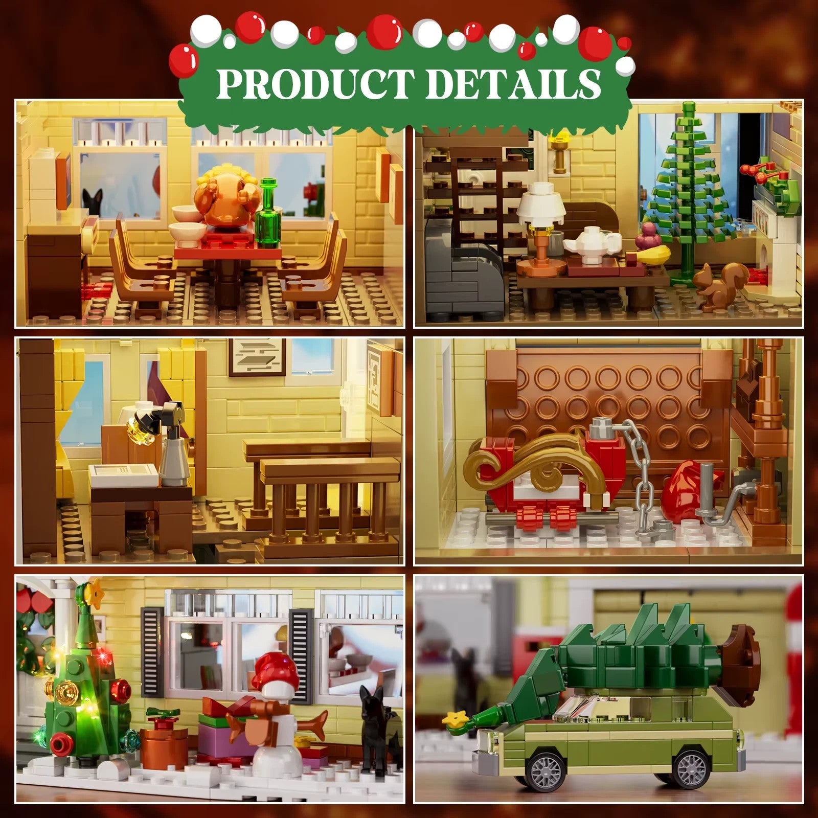 NEW 1484 Pcs Christmas Holiday Snow Village House Building Block Set