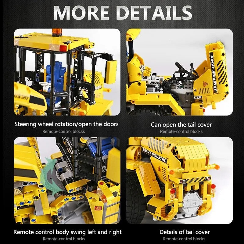 MOC RC Motorized Wheel Front Loader Bulldozer Bricks Toy
