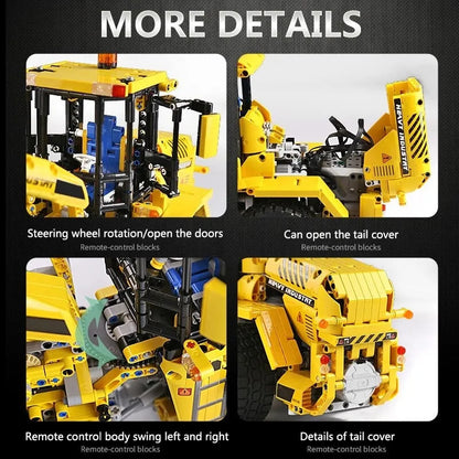 MOC RC Motorized Wheel Front Loader Bulldozer Bricks Toy