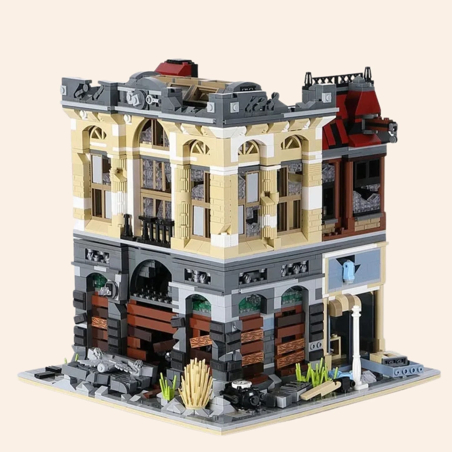 NEW Doomsday Bank Building Blocks Set Model Adults MOC Apocalypse Zombie Ruin