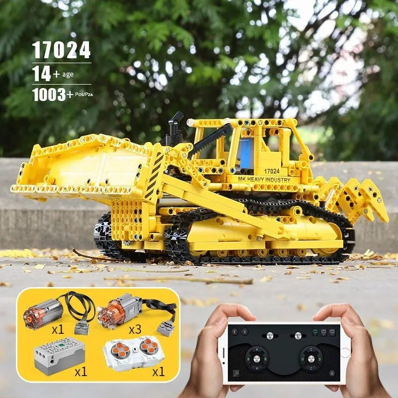 Tech MOC APP Bulldozer RC Caterpillar D8K Bricks Toy 17024