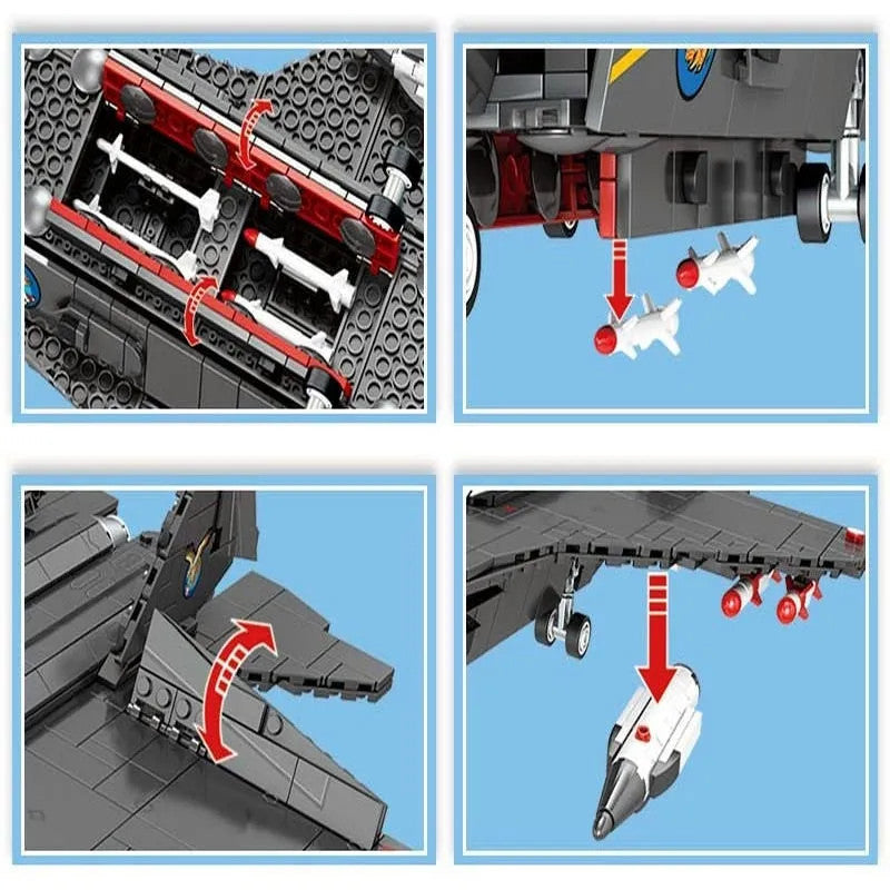 Military MOC FC-31 Fighter Aircraft Jet Bricks Toy