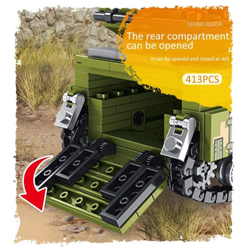 Military MOC WW2 Amphibious Assault Vehicle Bricks Toys