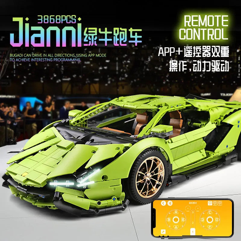 MOC APP RC Lamborghini Hyper Racing Car Bricks Toys 13057