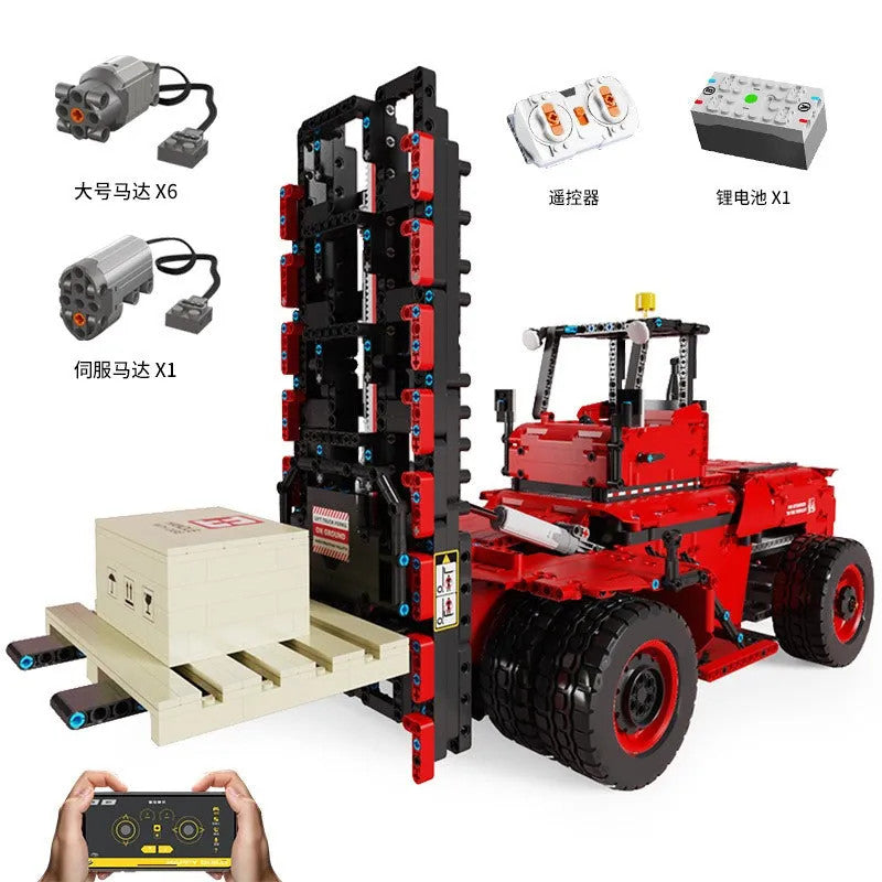 MOC RC APP Motorized Heavy Forklift Truck Bricks Toys
