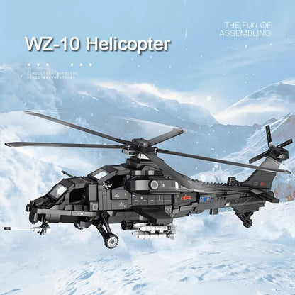 MOC Military WZ-10 Gunship Attack Helicopter Bricks Toy