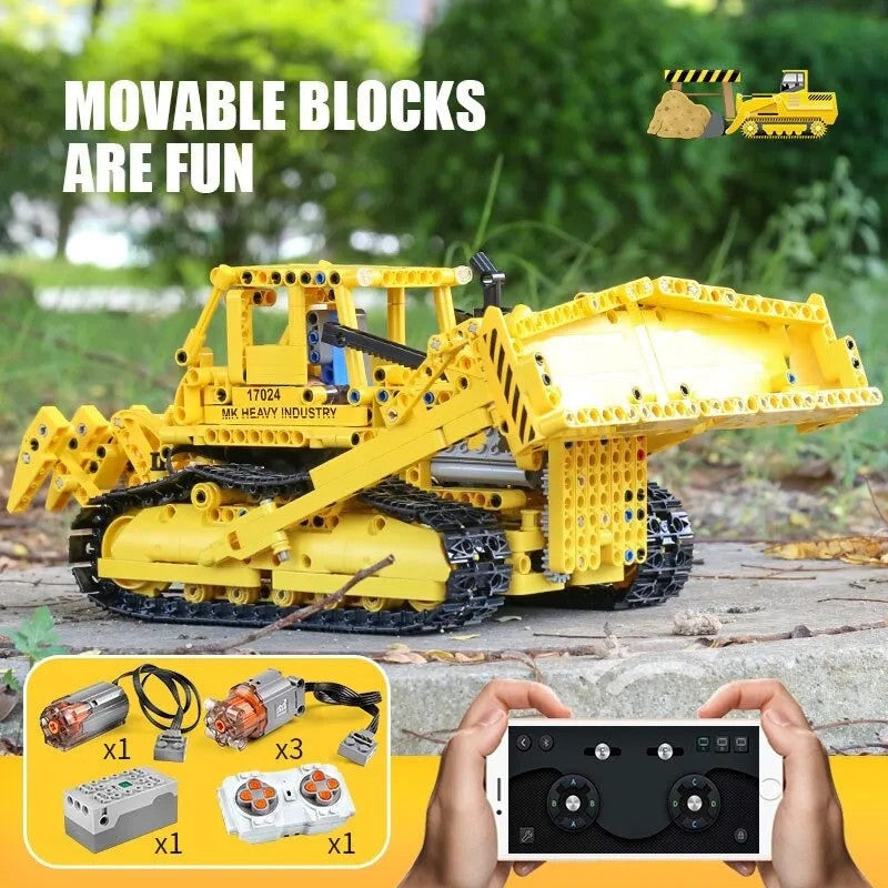 Tech MOC APP Bulldozer RC Caterpillar D8K Bricks Toy 17024