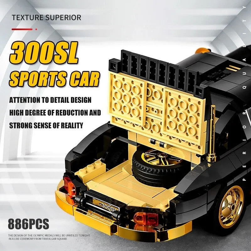 MOC Classic Mercedes Benz 300SL Gullwing Sports Car Bricks Toy