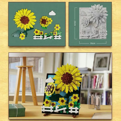 MOC Ideas Sunflowers Helianthus Art Painting Bricks Toy