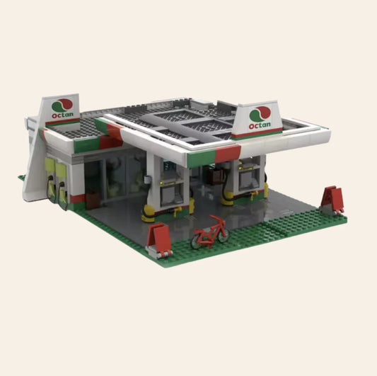 NEW Octan Gas Station Building Blocks Set Model Adults MOC City Modular Fuel