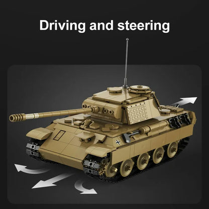 Military WW2 RC Motorized Panther Tank Bricks Toy