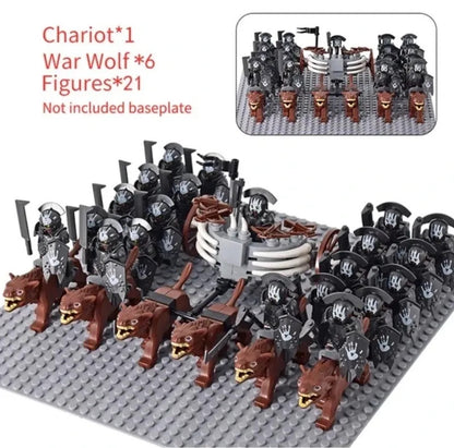 21 NEW CUSTOM Lego Lord of the Rings Uruk-hai Minifigs Orc Army Wolves Chariot