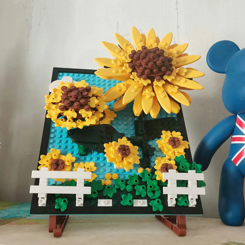MOC Ideas Sunflowers Helianthus Art Painting Bricks Toy