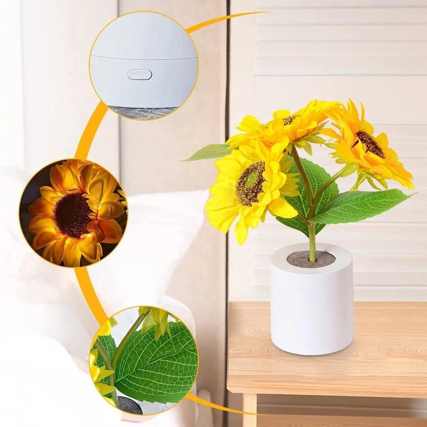 NEW Siluyado Artificial Sunflower Night Light, USB Rechargeable Flower Lamp