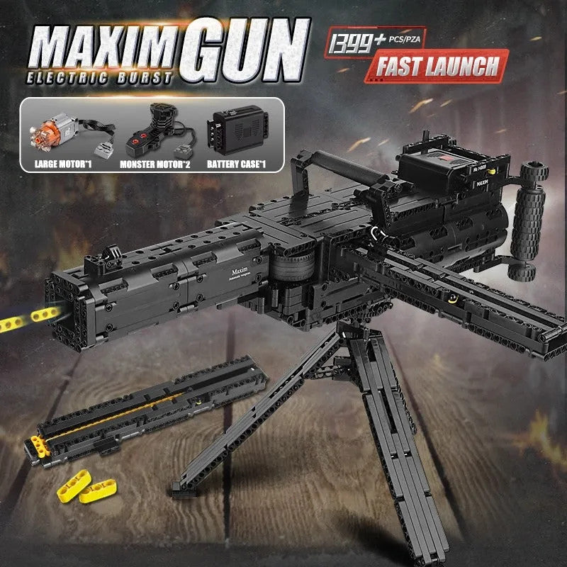 MOC Military Motorized Maxim Burst Gun Bricks Toys 14009