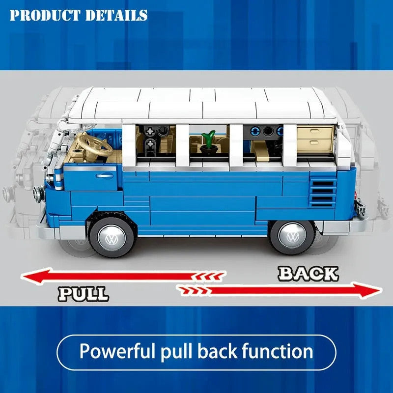 MOC Vintage Camper Bus Retro Car Bricks Toys 701810