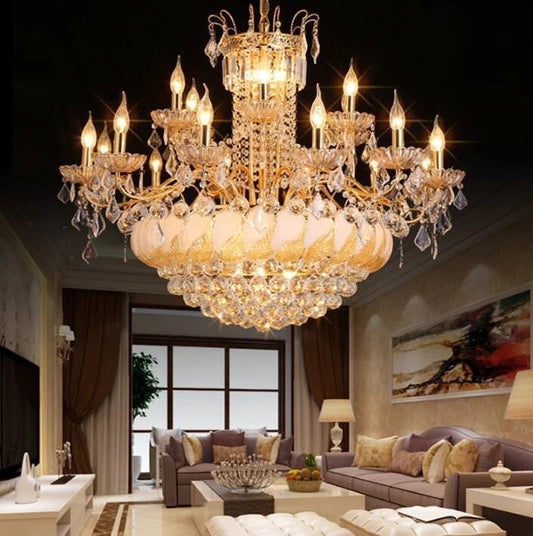 NEW Luxurious Crystal Living Room Chandelier Gold Villa Hall Restaurant Lighting