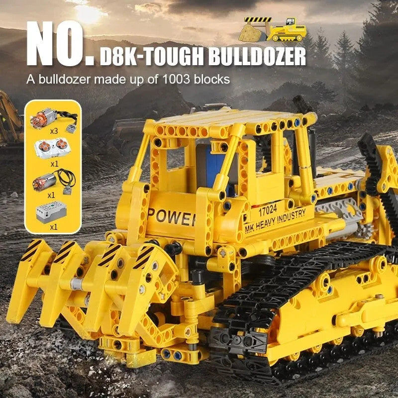 Tech MOC APP Bulldozer RC Caterpillar D8K Bricks Toy 17024