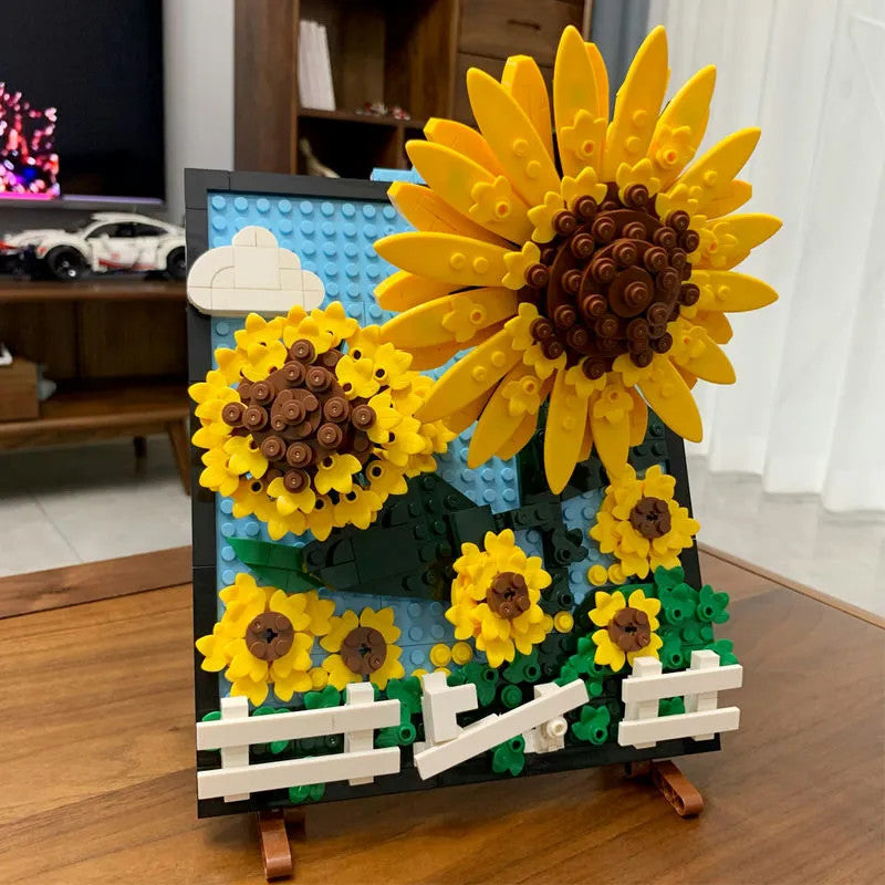 MOC Ideas Sunflowers Helianthus Art Painting Bricks Toy