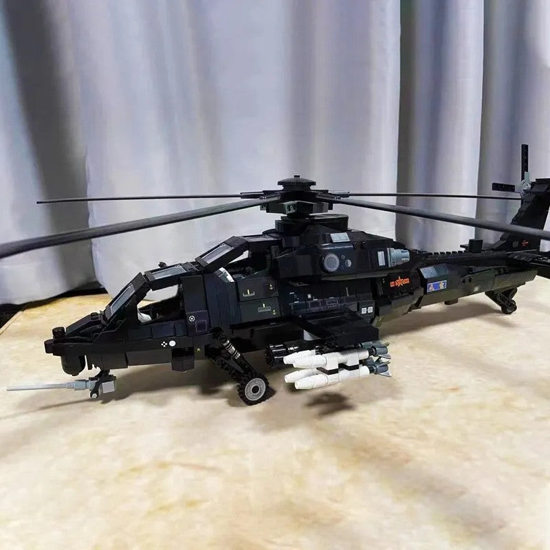 MOC Military WZ-10 Gunship Attack Helicopter Bricks Toy