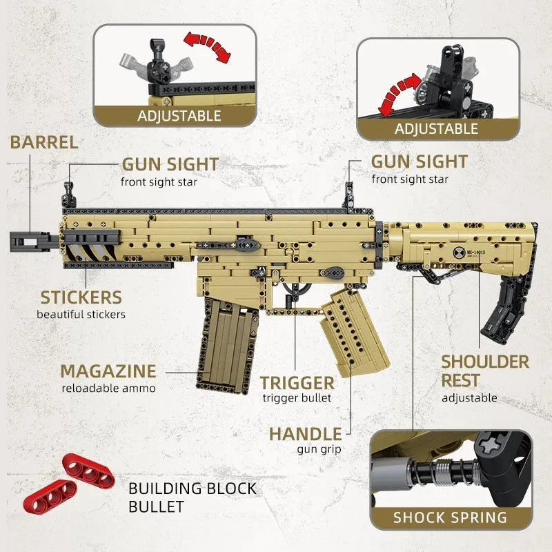 MOC 14015 Military Scar Assault Rifle Gun Bricks Toys