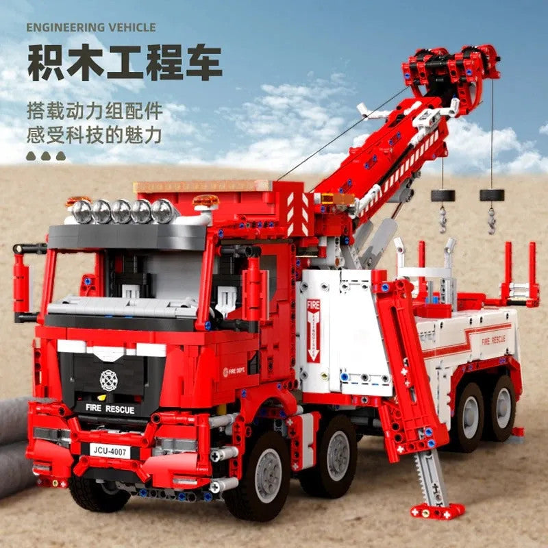 MOC RC APP Heavy Fire Rescue Truck Bricks Toys